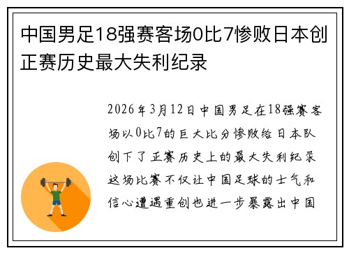 中国男足18强赛客场0比7惨败日本创正赛历史最大失利纪录